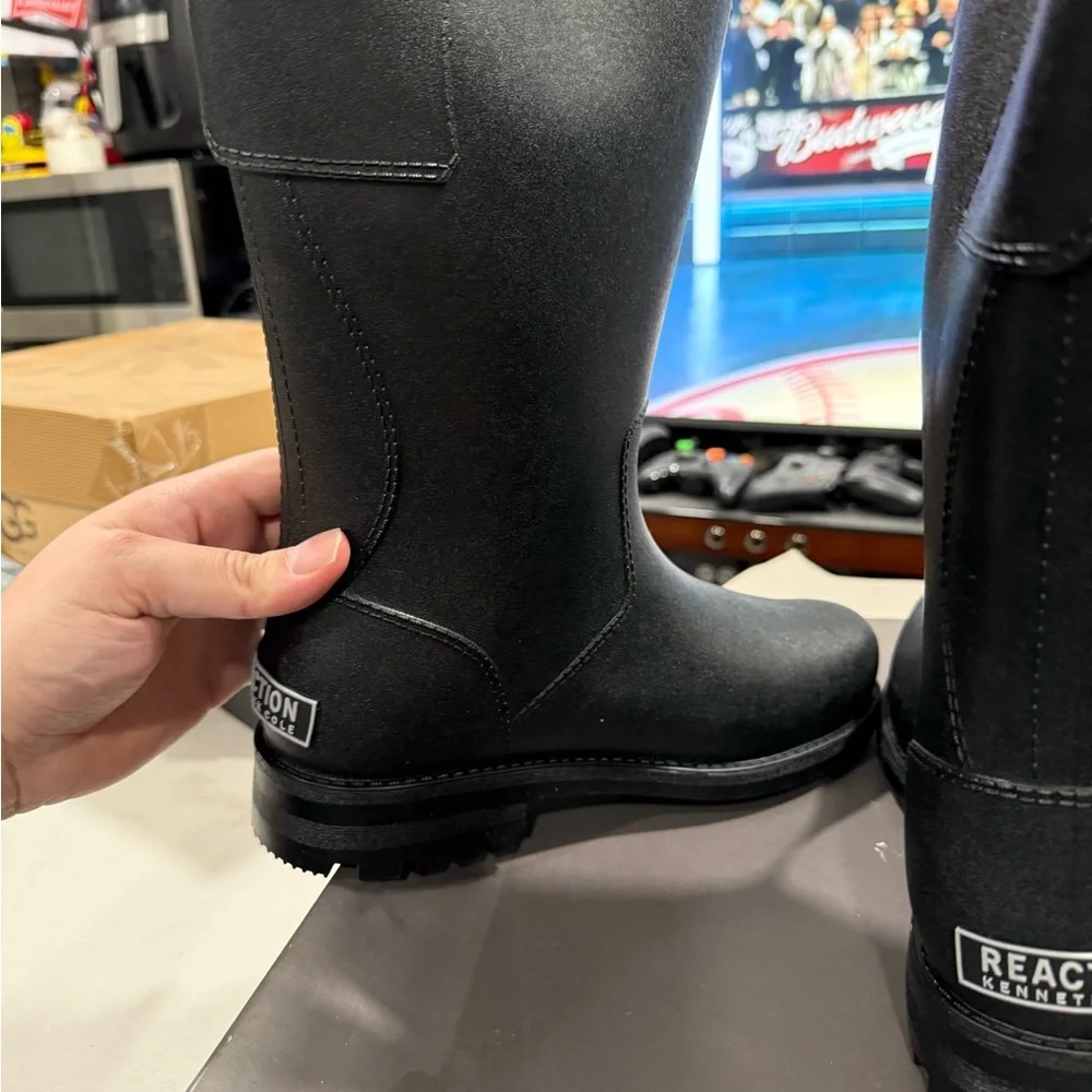 Kenneth Cole Reaction Rainy Dayz Black Rain Boots Men Size 8 New